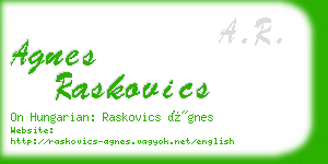 agnes raskovics business card